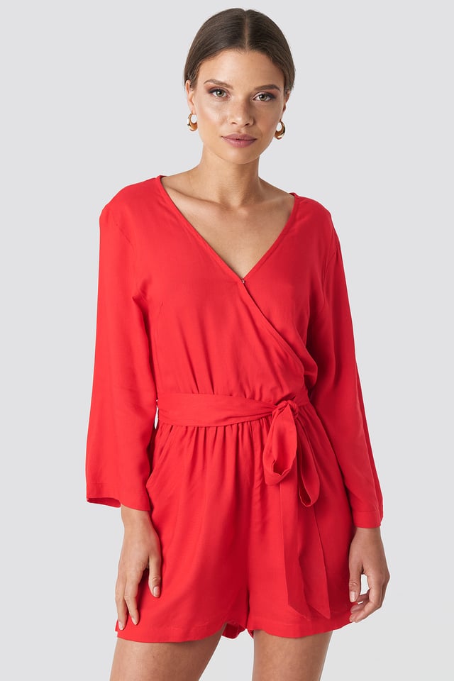 Wrap Playsuit Red