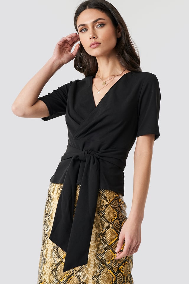 Wrap Tie Top Black