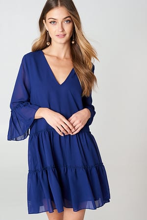 Dark Blue Sukienka mini z dekoltem V