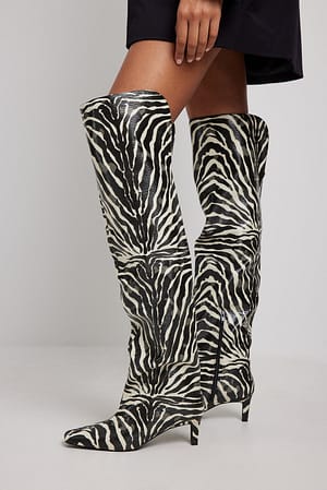 Black Zebra Zebra Overknee Boots