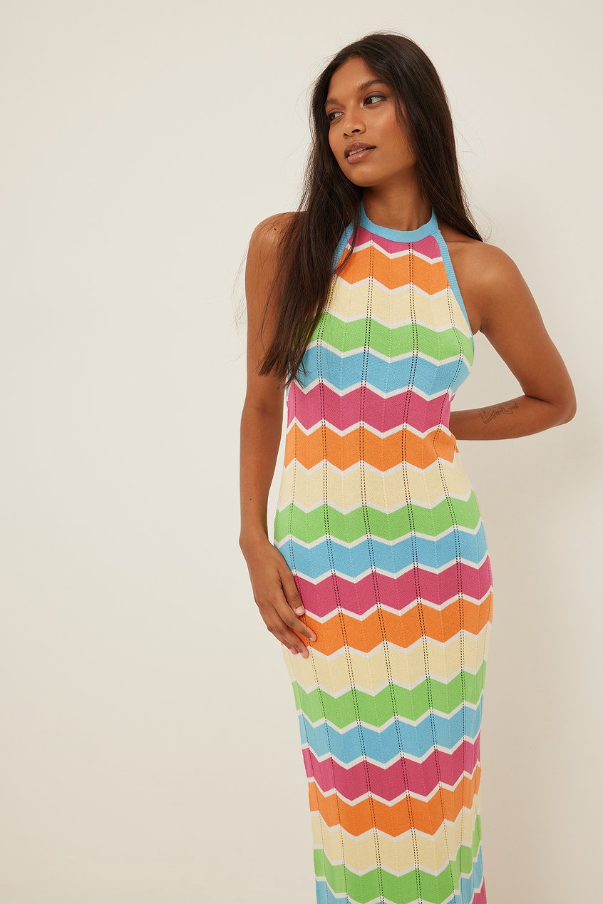 Vestidos Summer Maxi Dresses | Vestido maxi de punto en zigzag - SH23366