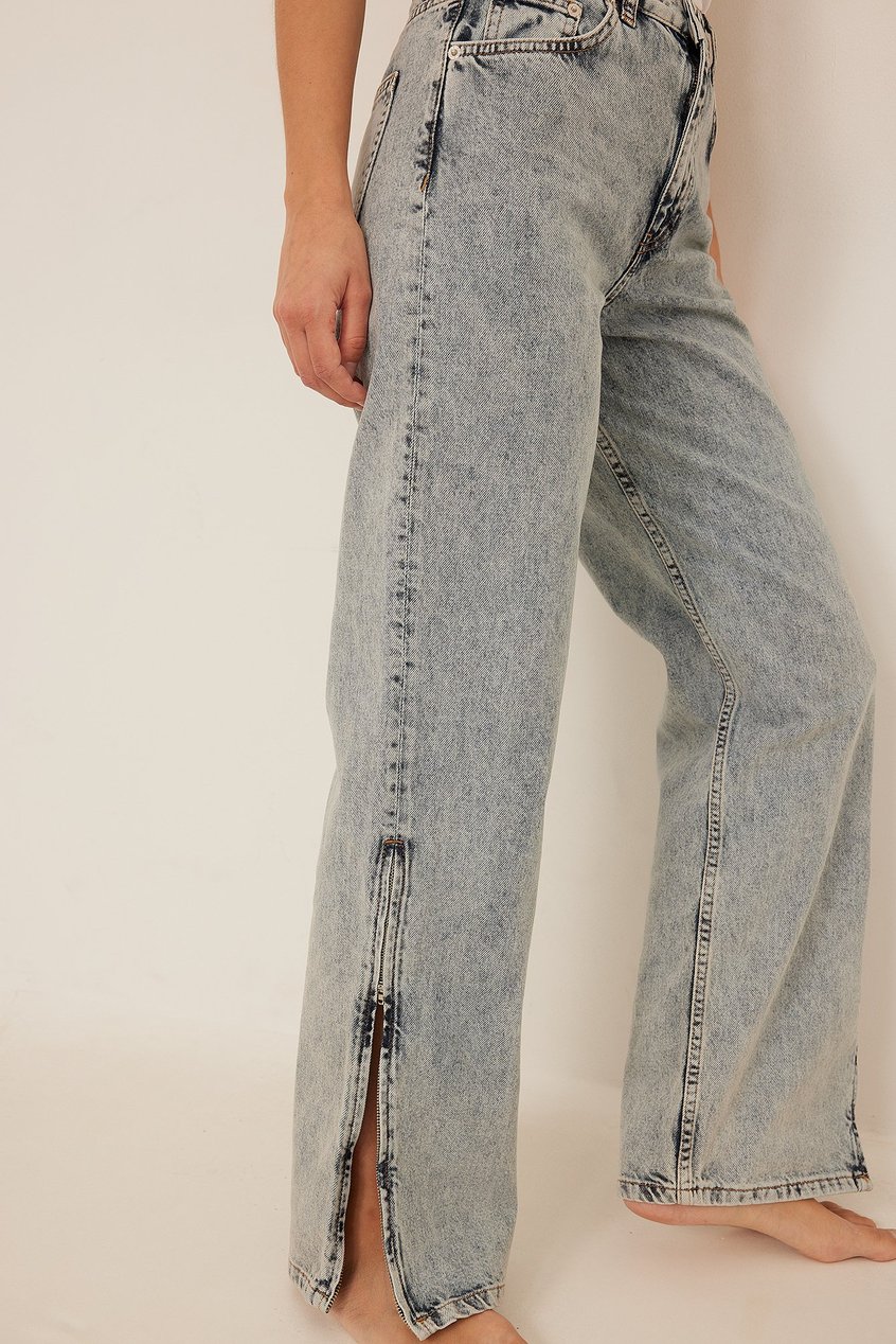 Jeans High Waisted Jeans | Organische Jeans mit Reißverschluss-/Schlitzdetail - YP94764