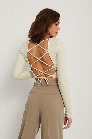 Beige Recycled Back Detail Strap Top
