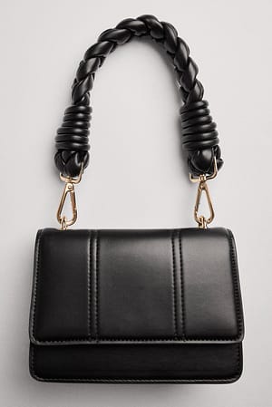 Black Braided Handle Compartment Bag