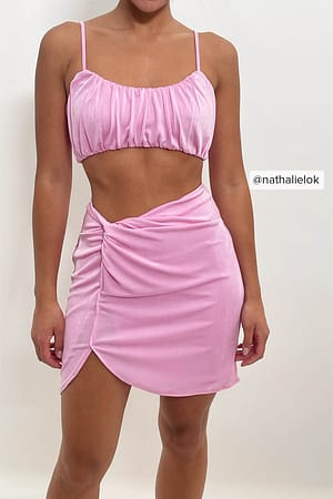 Pink Minifalda cruzada brillante
