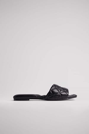 Black Quilted Slippers