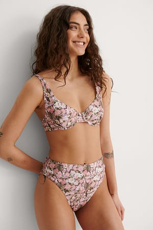 Vintage Rose Bikini-Höschen mit hoher Taille