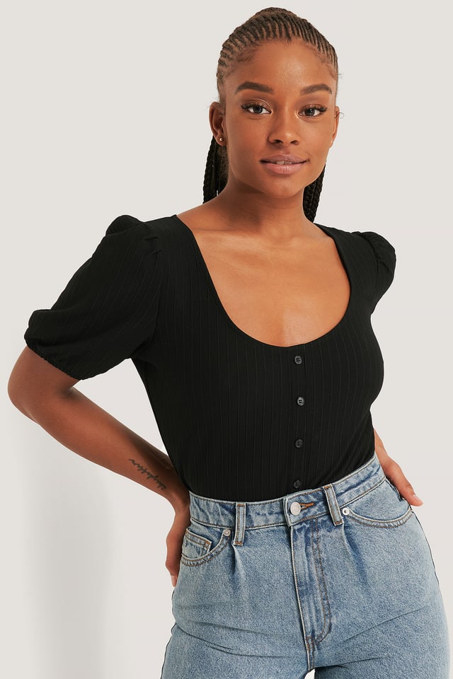 Toppi Puhvihihoilla Black