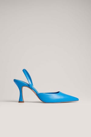 Blue Sapatos finos com tiras atrás e salto ampulheta