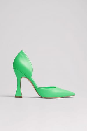 Soft Green Sapatos salto ampulheta e ponta quadrada