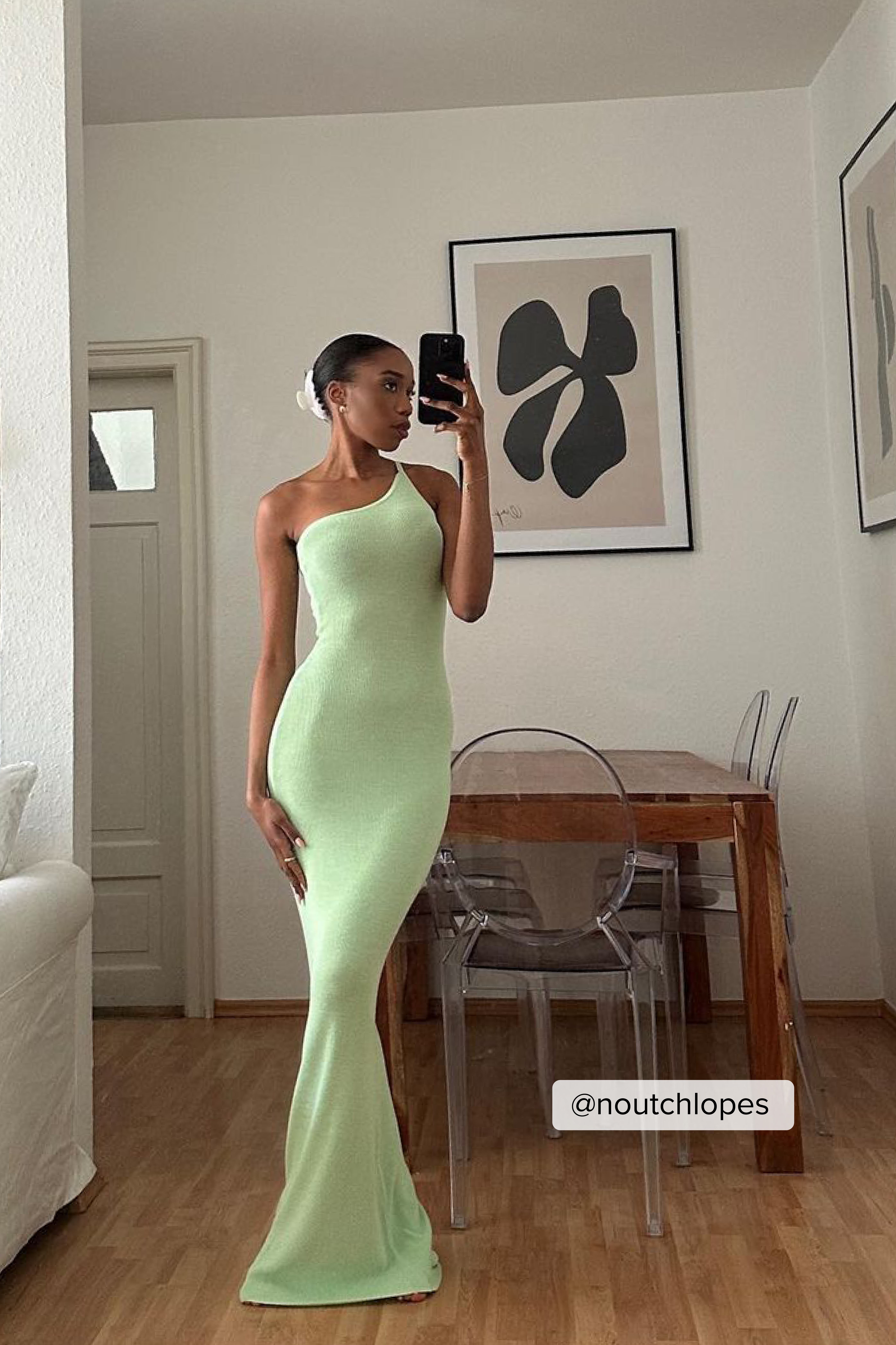 light green long dress