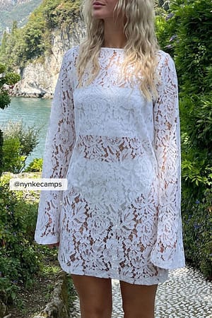 Embroidered Mini Dress White