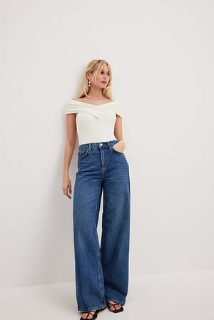 Geelachtig Razernij ketting Jeans met wijde hoge taille Blauw | NA-KD
