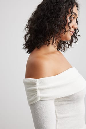 Offwhite Off Shoulder Jersey Top