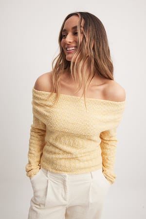 Yellow Off Shoulder Knitted Top