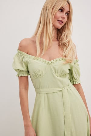 Light Green Off shoulder kjole
