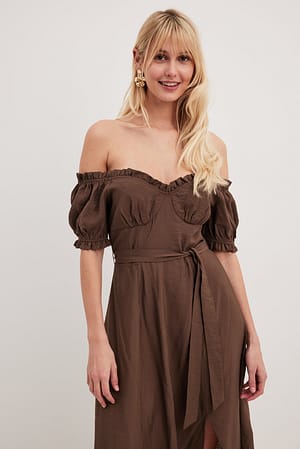 Brown Off shoulder-kjole