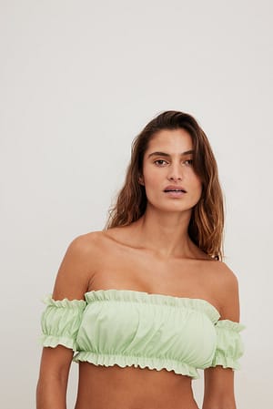 Green Flæset off shoulder bikinitop
