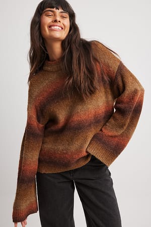 Rust Strikket sweater i overstørrelse med ombremønster