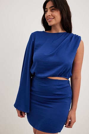 Cobalt Mini-jurk met cut-out en one-shoulder