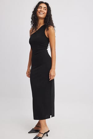 Black Glitrende kjole med én skulder