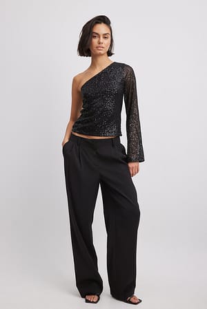 One Shoulder Sequin Top Outfit