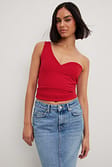 Red One Shoulder Tight Top