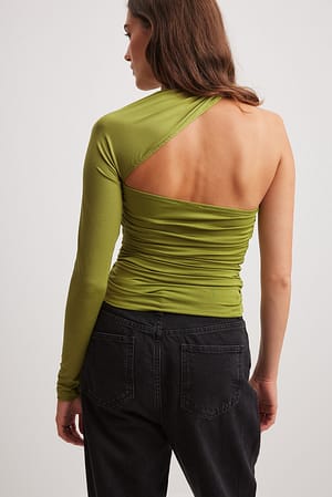 Green One Sleeve Jersey Top