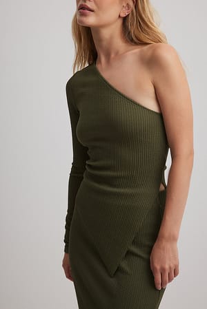 Olive Green One Sleeve Jersey Top