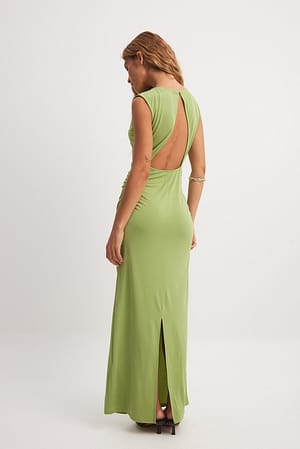 Green Maxi-jurk met open rug