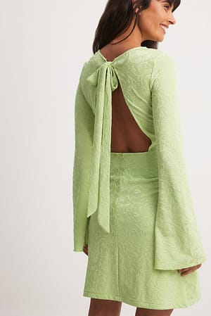 Green Open Back Structured Mini Dress