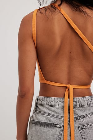 Orange Topp med åpen rygg og knytting bak