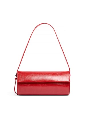 Red Oval Long Shoulder Bag