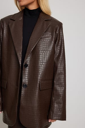 Brown Oversized reptiel blazer