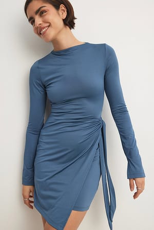 Blue Overlap Mini Dress