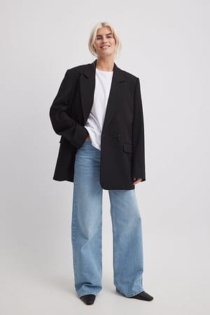 Black Oversized-fit Double Breasted Blazer