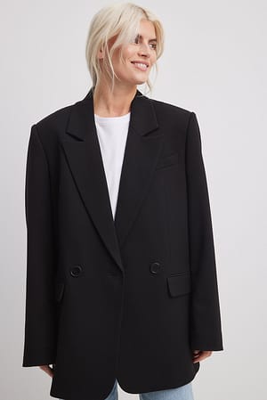 Black Oversized dobbeltradet jakke