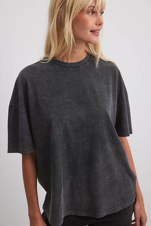 Grey Oversize-T-Shirt in Acid-Wash-Optik