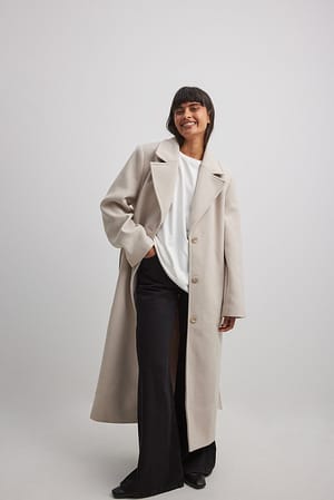 Light Beige Oversized jas met riem
