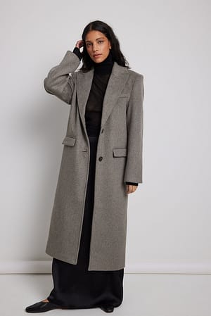 Oversized Big Shoulder Wool Blend Coat Grey | NA-KD