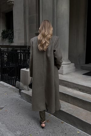 Grey Oversized Big Shoulder Coat