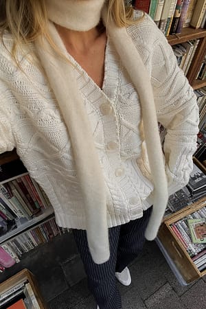 Off White Oversized Cable Knit Cardigan