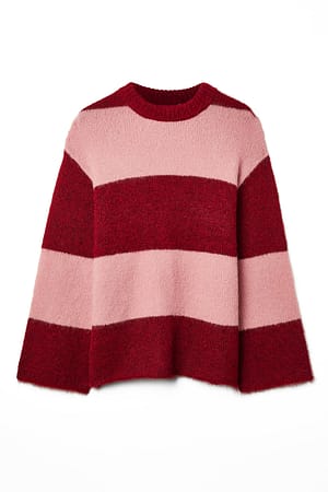 Bordeaux/Pink Oversized Color Block Sweater