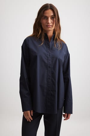 Navy Oversize bomuldskjorte