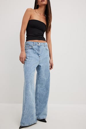 Oyster Print Oversize-Jeans