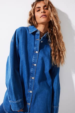 Mid Blue Oversized Denim Shirt
