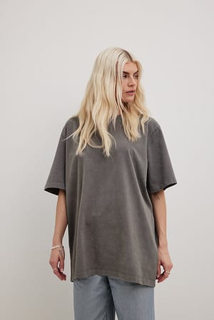 Dark Grey Oversized Detail T-shirt