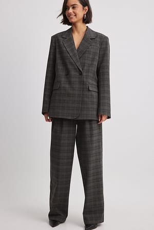 Oversized Double Breasted Check Blazer Outfit