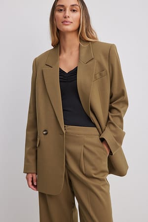 Olive Oversized-fit Double Breasted Blazer