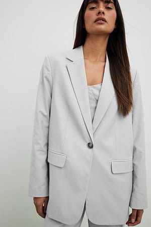 Grey Oversized-fit Tailored Blazer